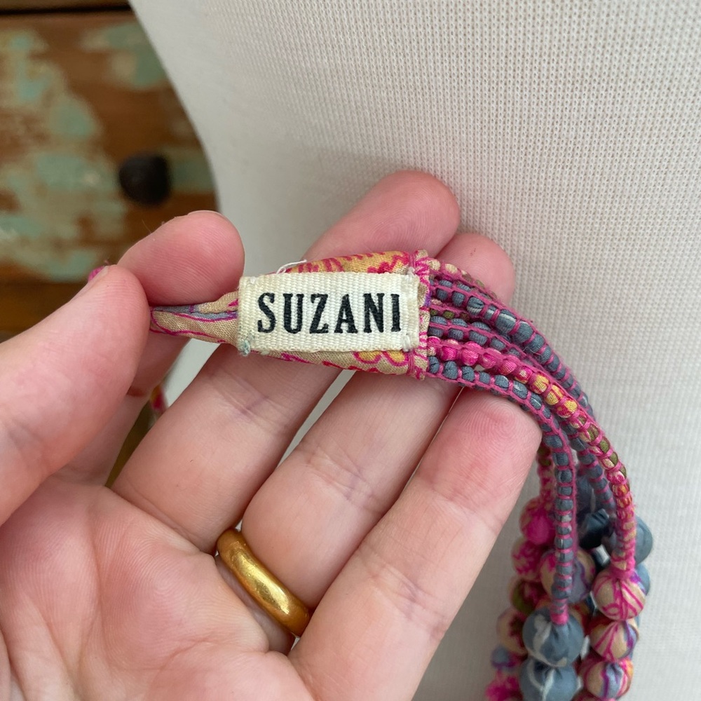 Silk Wrapped Multi Strand Handmade Tie Necklace - Picture 5 of 6